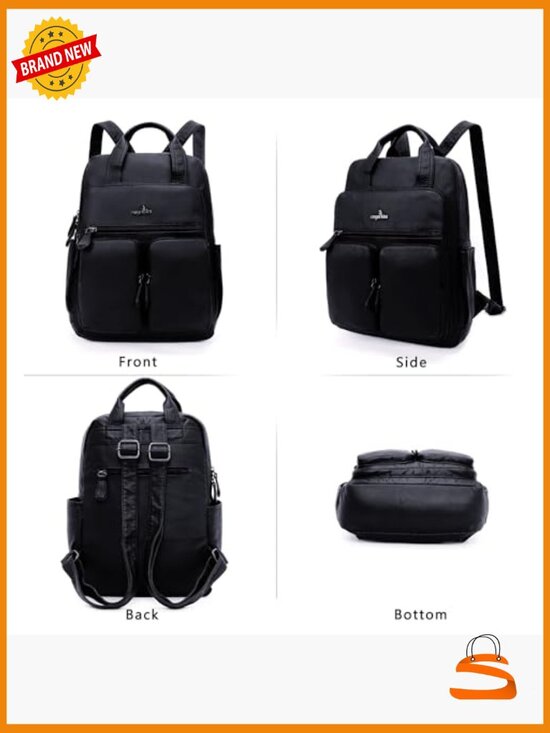 Soft Vegan Leather Multi Pocket Daypack Travel Backpack Purse main image 6